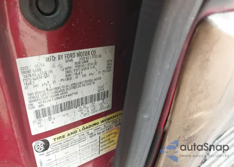 2014 Ford Expedition El Xlt из США, поврежденный, VIN 1FMJK1J56EEF49710